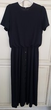 Vtg Positive Attitude Bloused Dress Blck Maxi Short Sleeve 12 Cinch Waist Tshirt