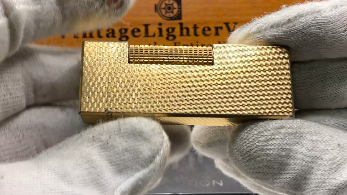 Dunhill Lighter Gold Basket Check Pattern _Ultrasonically 