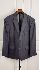 Jos A Bank Mens 46R Gray Glen Plaid Tweed Navy Blue Check Wool Blazer Sport Coat