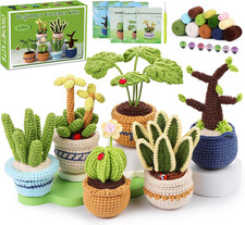 Crochet Kit for Beginners, 6PCS Succulents Plants Crochet Kits, Knitting Kit ...