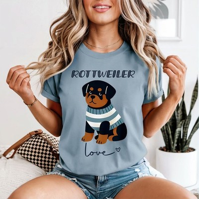 Rottweiler Love Puppy Dogs Damen T-Shirt Animal Graphic Tee