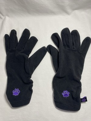 The Animal Rescue Site Black Gloves One Size Purple Paw Print