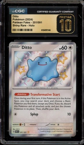 Pokemon Ditto Paldean Fates Holo Shiny Rare #201 CGC 10 Pristine