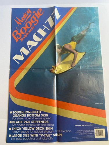 Vintage 1980s Morey Boogie Board Bodyboard Mach 7-7 Instruction Sheet Poster