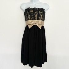 VTG Gunne Sax Y2K Whimsigoth Babydoll Prom Dress Size 1 Bubble Hem Preppy Bow