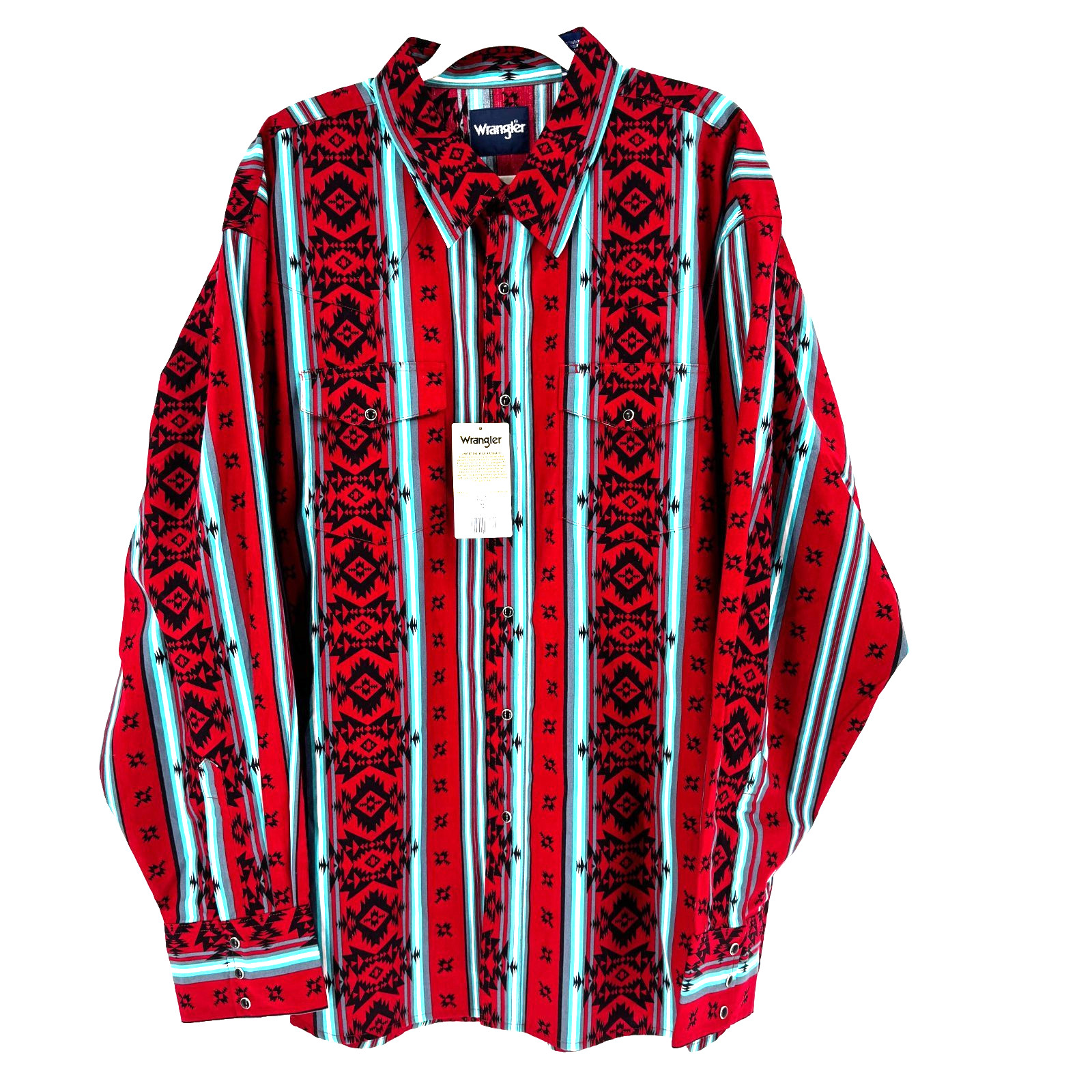 NEW Wrangler Mens Checotah Southwestern Pearl Snap Shirt 3X Landman Cowboy Aztec