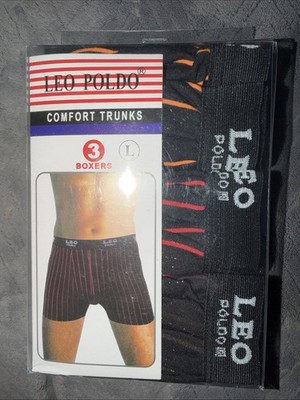 Leo Poldo Comfort Trunks Large Boxer Briefs 3 Pack NWOT Striped Multicolored