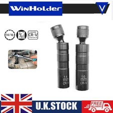 2Pcs 14+16mm Spark Plug Socket Wrench Removal Tool 12P Steel Magnetic Thin Wall