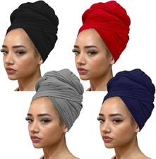 Kachanaa 4 Pieces Stretch Turbans Knit Head Wrap Urban For Women