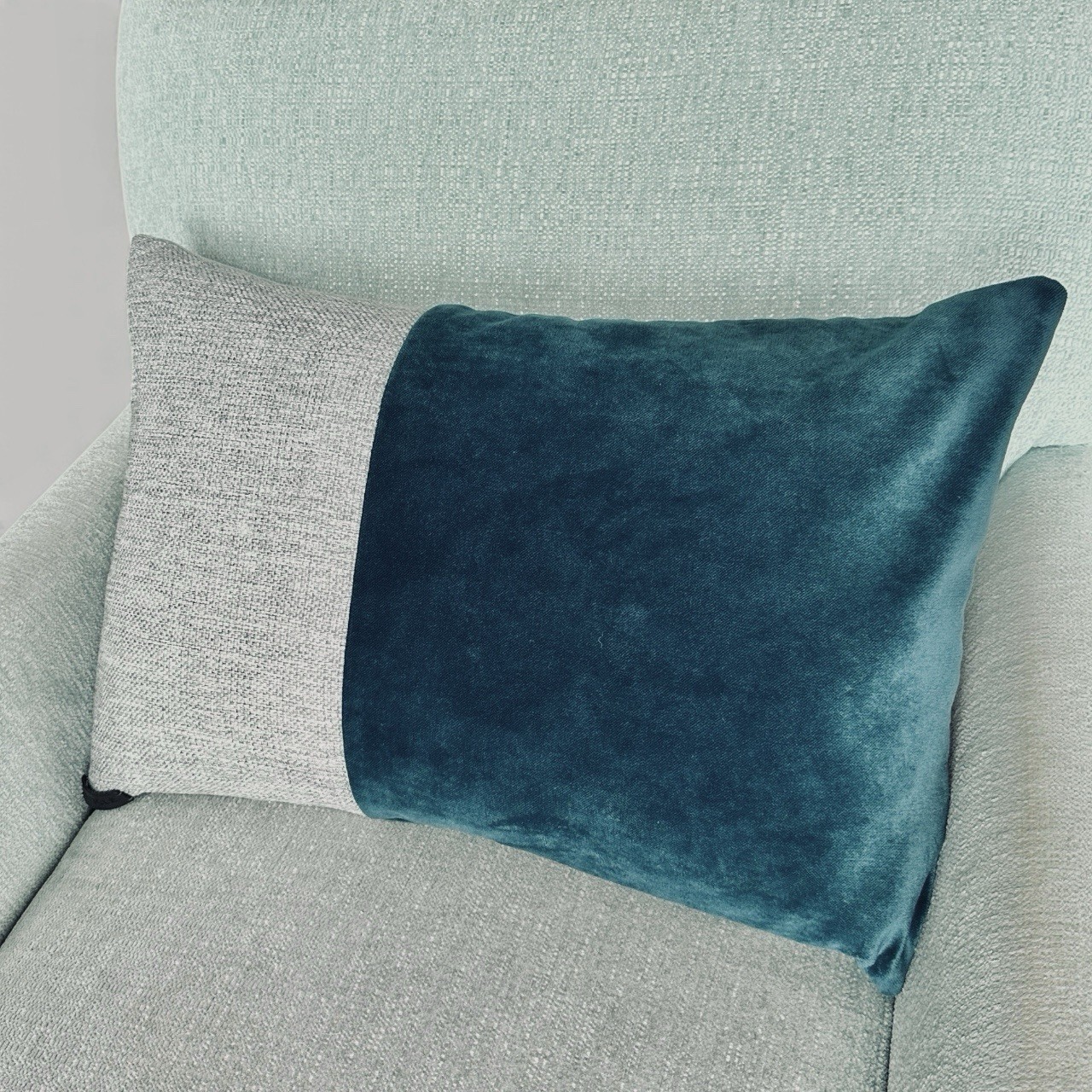 Article Designer Tweed Velvet Down Feather Decorative Throw Pillow 25”x17” Teal