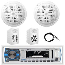 Pyle Marine AUX USB Radio Receiver, 2x 6.5'' 120W Speakers, 2x 4" 300W Speakers