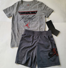 Air Jordan Boys 2-piece Shorts Set T-shirt  Shorts Size 5 7 Green Navy Gray