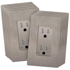 Child Safe Tamper-Resistant Wall Outlet, 15A 125V, Nickel Finish, 10 Pack