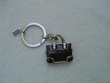 AUTHENTIC COACH BROWN ENAMEL 3D MINI TOTE KEY CHAIN EUC/LN