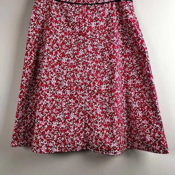 Christopher & Banks Red Pink White Floral A-Line Lined Skirt women’s 12 Midi
