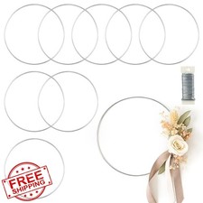 8 Pack 16" Silver Floral Hoop Rings for Crafts Macrame