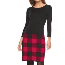 Lauren Ralph Lauren Women's Size M Sweater Dress Red/Black Buffalo Check