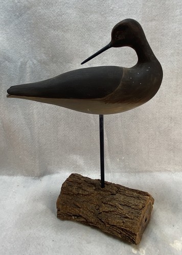 Hand Sculpted Yellowlegs Shore Bird Wood Sculpture Signed Nancy Jackson 2008 - Picture 4 of 9