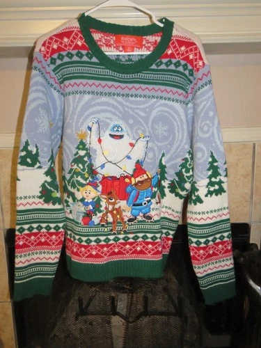 Rudolph Red Nose Reindeer Abominable Snowman Christmas Sweater Size M