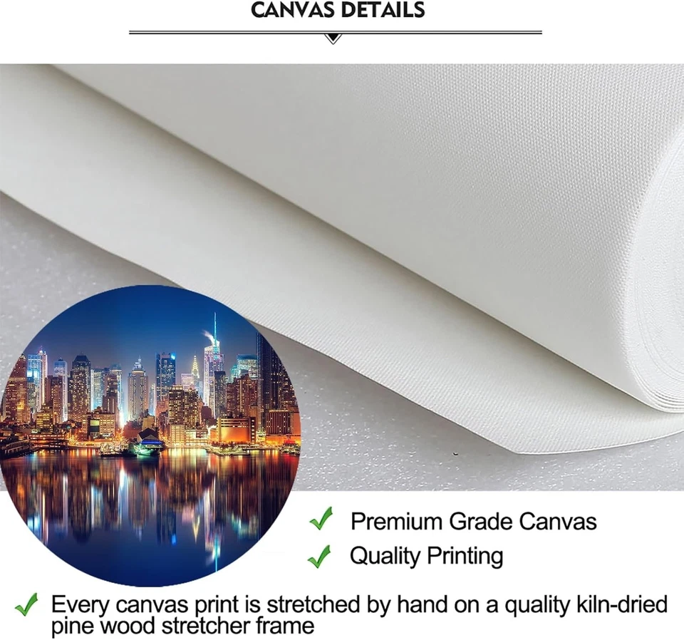 Arte de pared grande de 5 piezas en lienzo de la ciudad de Nueva York horizonte de Manhattan en la noche imagen... Foto 4 de 4