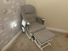 Obaby Reclining Gliding Nursing Chair & Stool - White & Grey