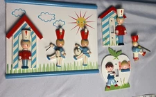 Vtg Originals By IRMI Soldiers Wooden Wall Decor Switchplate Baby Lot Of 4