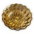 Anchor Hocking Serving Bowl Fairfield Amber Glass Scalloped 70's Vintage Round