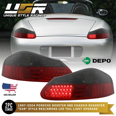 Euro Red / Smoke LED Tail Light Lamp Pair For 97-04 Porsche Boxster 986 Roadster