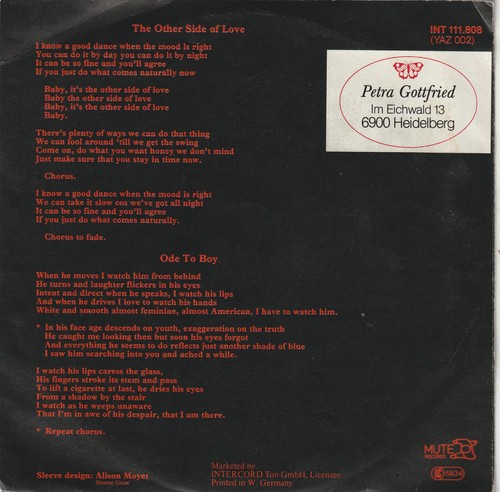 Yazoo – The Other Side Of Love - Picture 2 of 2