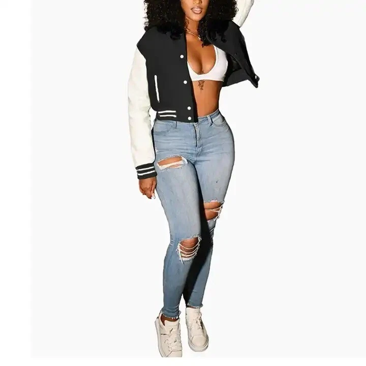 Cropped Letterman Varsity College Baseball Wool and genuine Leather Sleeves
Opens in a new window or
