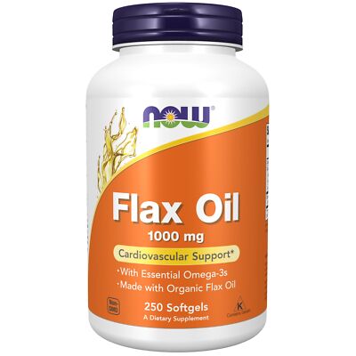 250 Count Organic Flax Oil Softgels Non GMO Omega 3 Cardiovascular Support