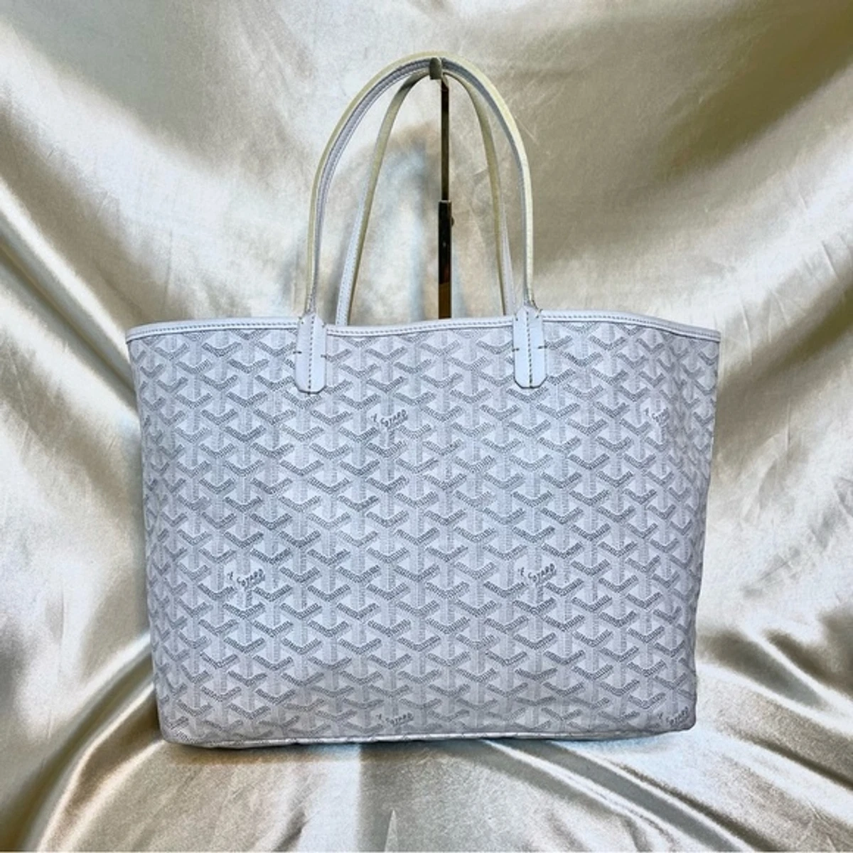 goyard saint louis small tote bag grey canvas grey leather, with dust