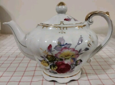 Vintage Tilso Porcelain Ceramic Musical Floral Teapot Plays Tea for Two Japan