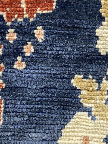 Tapis Perse Ghoum Soie Bleue Signé - Photo 8/13