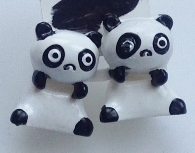 Ohrringe Nagel Schmuck Retro Panda 3D beweglicher Kopf und Körper 659