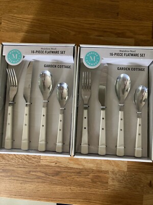 Martha Stewart Garden Cottage 16 piece stainless steel flatware, sets,  NIB