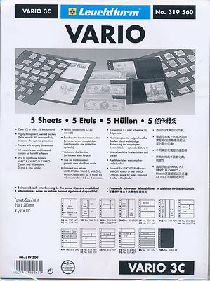 25 LIGHTHOUSE VARIO 3 POCKET CLEAR STOCK SHEETS - 5 PACKS OF 5 - SINGLE SIDED 3C