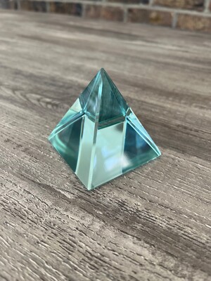 RARE Aqua Green Obsidian Pyramid, Volcanic Glass Mexico, Natural Green Pyramid