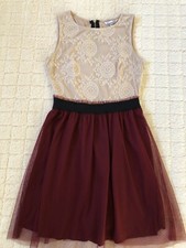 Ladies / Jr. Girls Lace Top Dress size 5 Sleeveless Elastic Waist Back Zipper