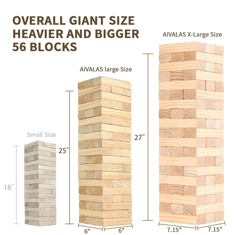 Torre de tambor gigante tamaño X, 56 bloques juegos de patio al aire libre juegos de apilamiento... Foto 3 de 4