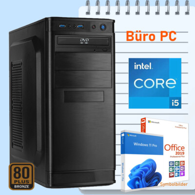 Büro Office PC Intel i5 14400 16GB DDR4 2000GB SSD 4TB HDD Win 11 Office 2024