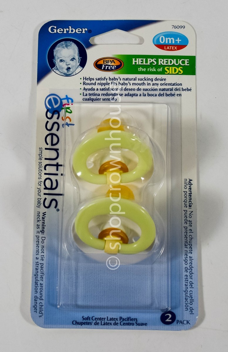 Gerber Nuk First Essentials 2-pk SOFT CENTER Pacifiers BPA Free latex 0m+  GREEN