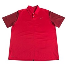 Nike Tiger Woods Polo Shirt Mens XL Red Dri Fit Snap Up Golf Performance Preppy