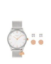 Radley Ladies Watch RY4593A-SET Silver Mesh Strap & Twin Pack Brass Earrings set