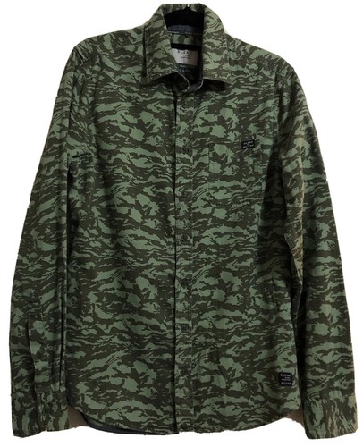 Mens Shirt Size S Camo Green Cotton Casual Long Sleeve Denim Trim Blend Denmark - 第 1/12 張圖片