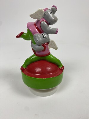 Vintage 1981 Towle Ice Skating Hippos Christmas Music Figurine Made in Korea