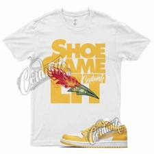 White LIT T Shirt for J1 1 Pollen Yellow University Gold SB Overbreak 