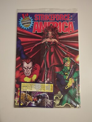 Strike Force America #1 Comico Comics 1995 Poly bagged With Trading Card !