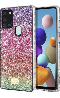 WOLLONY for Samsung Galaxy A21S Case Shiny Bling Sparkly Glitter