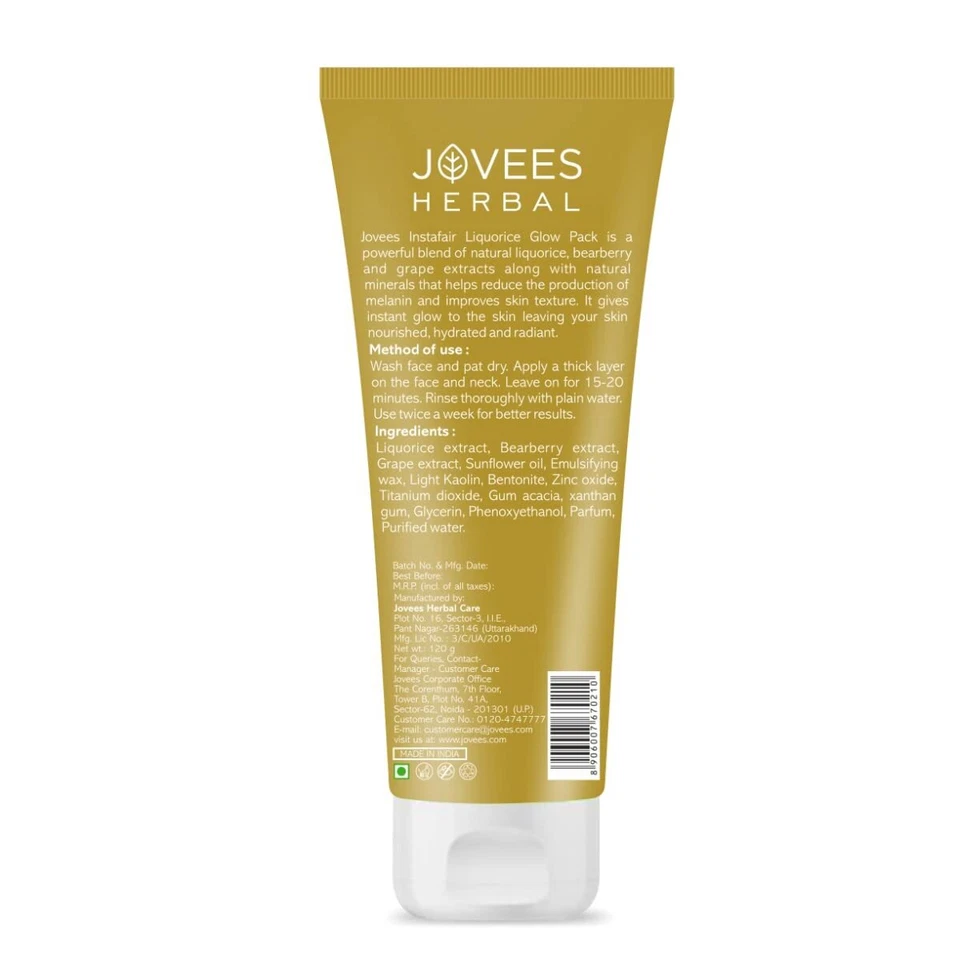 Jovees Herbal Instafair Liquorice Glow Face Pack For All Skin Types 120gm - Image 2 of 4